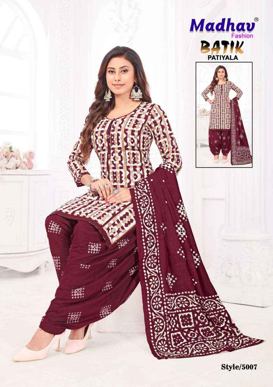 Madhav Fashion Batik Patiyala Vol 5 Cotton Dress Material 10 pcs Catalogue