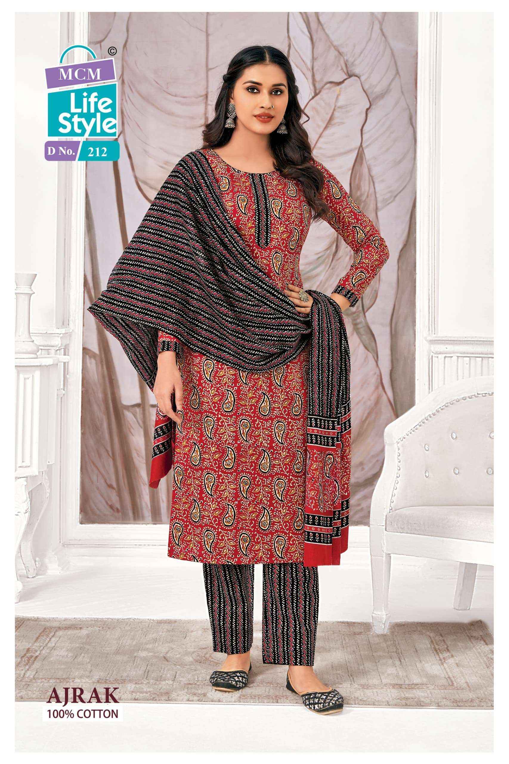 MCM Lifestyle Ajrak Vol 2 Readymade Cotton Dress Material 10 pcs Catalogue