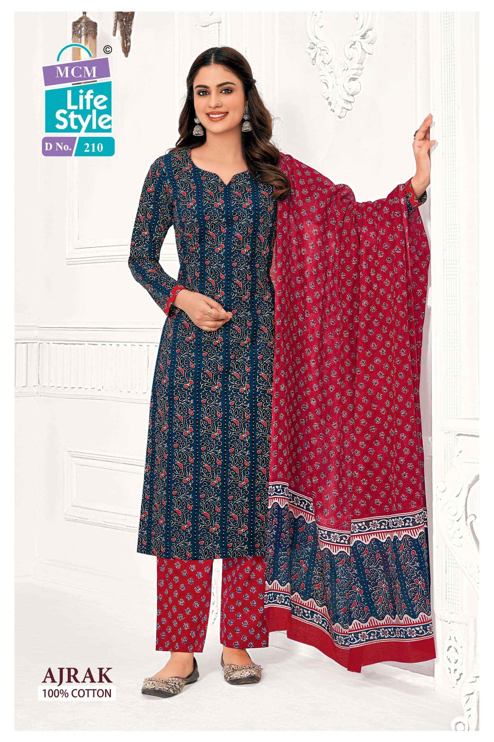 MCM Lifestyle Ajrak Vol 2 Readymade Cotton Dress Material 10 pcs Catalogue