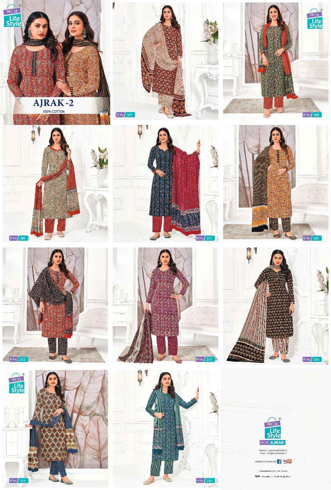 MCM Lifestyle Ajrak Vol 2 Readymade Cotton Dress Material 10 pcs Catalogue