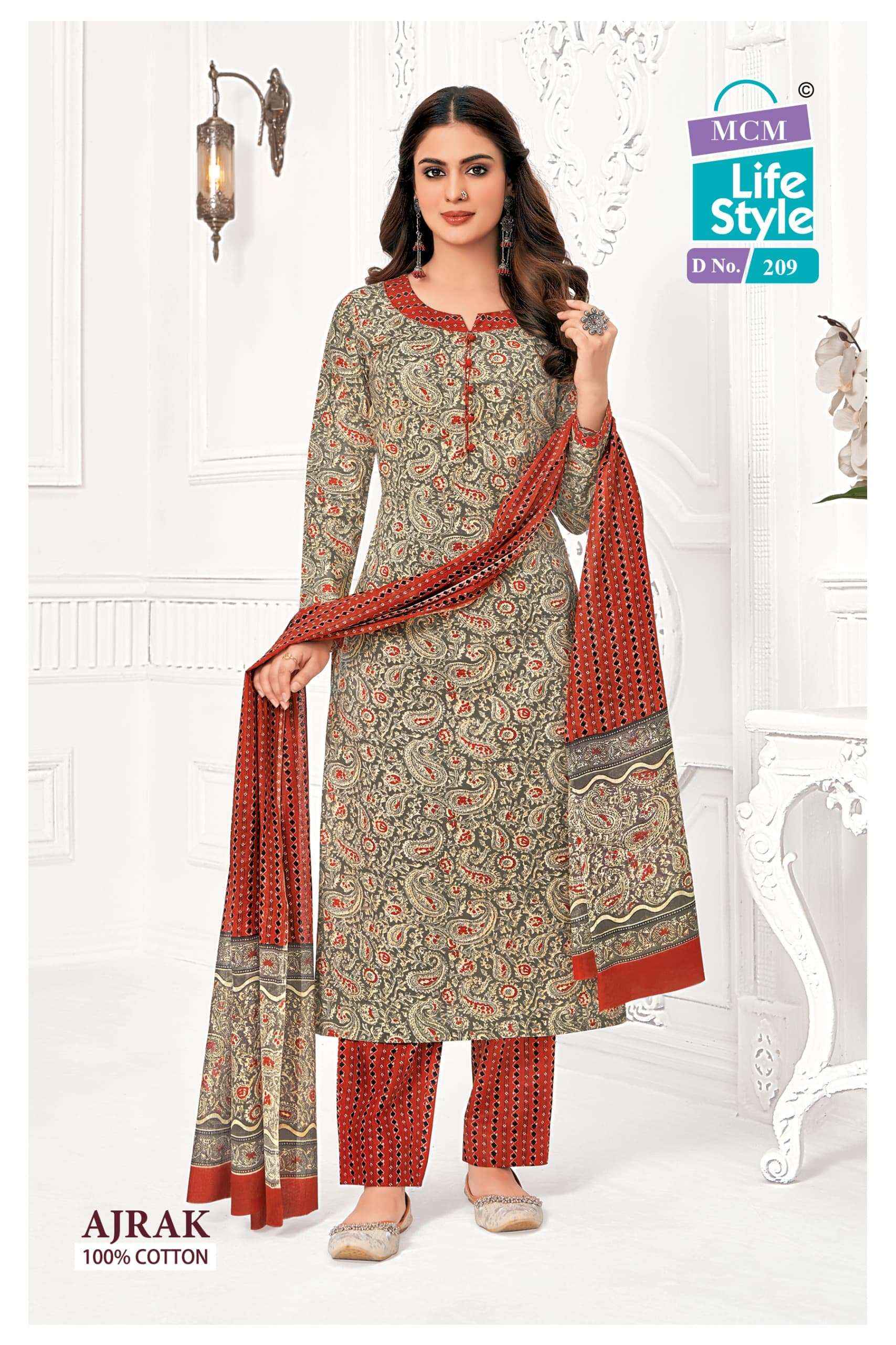 MCM Lifestyle Ajrak Vol 2 Readymade Cotton Dress Material 10 pcs Catalogue