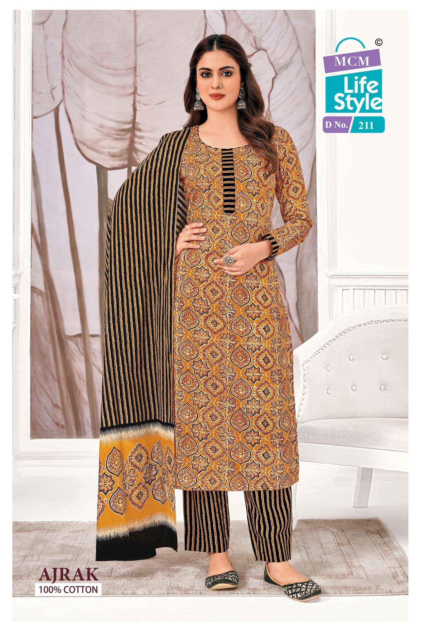 MCM Lifestyle Ajrak Vol 2 Readymade Cotton Dress Material 10 pcs Catalogue