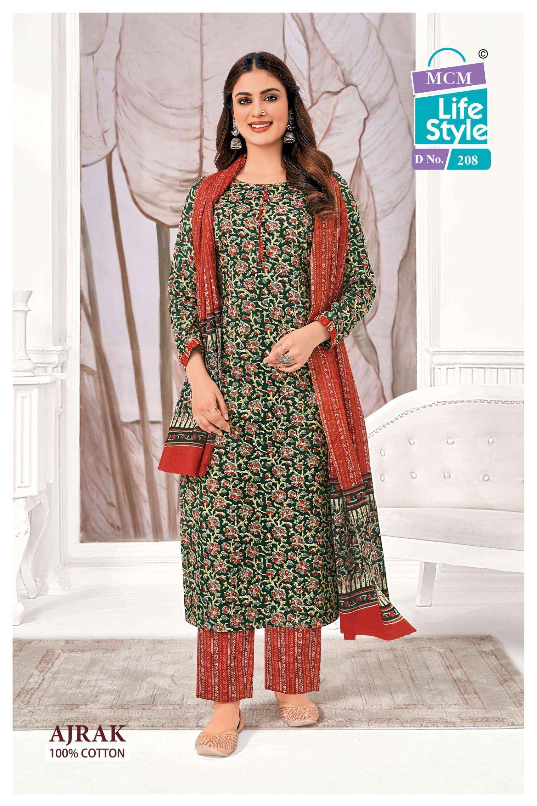 MCM Lifestyle Ajrak Vol 2 Readymade Cotton Dress Material 10 pcs Catalogue