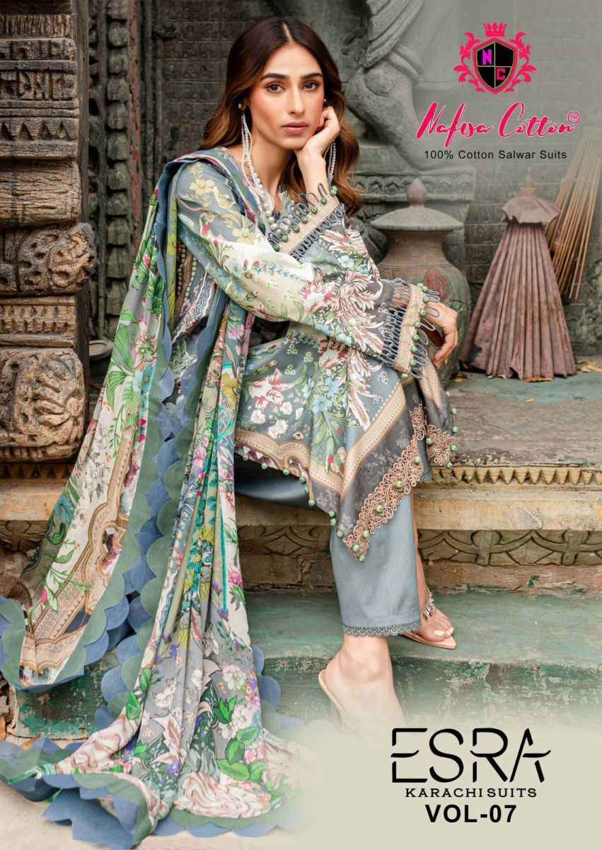 Nafisa Cotton Esra Karachi Vol 7 Cotton Dress Material 6 Pc Catalog