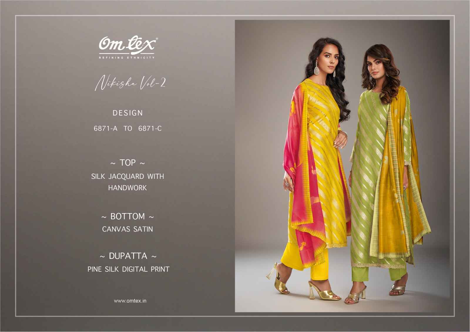 Omtex Nikisha Silk Jacquard Dress Material 3 pcs Catalogue