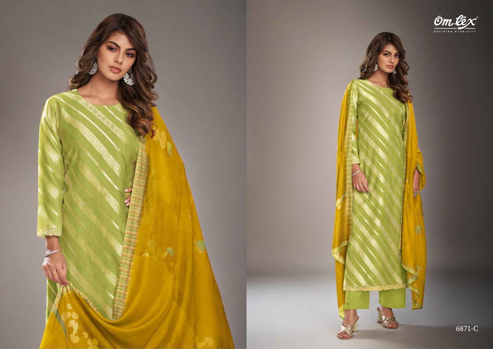 Omtex Nikisha Silk Jacquard Dress Material 3 pcs Catalogue