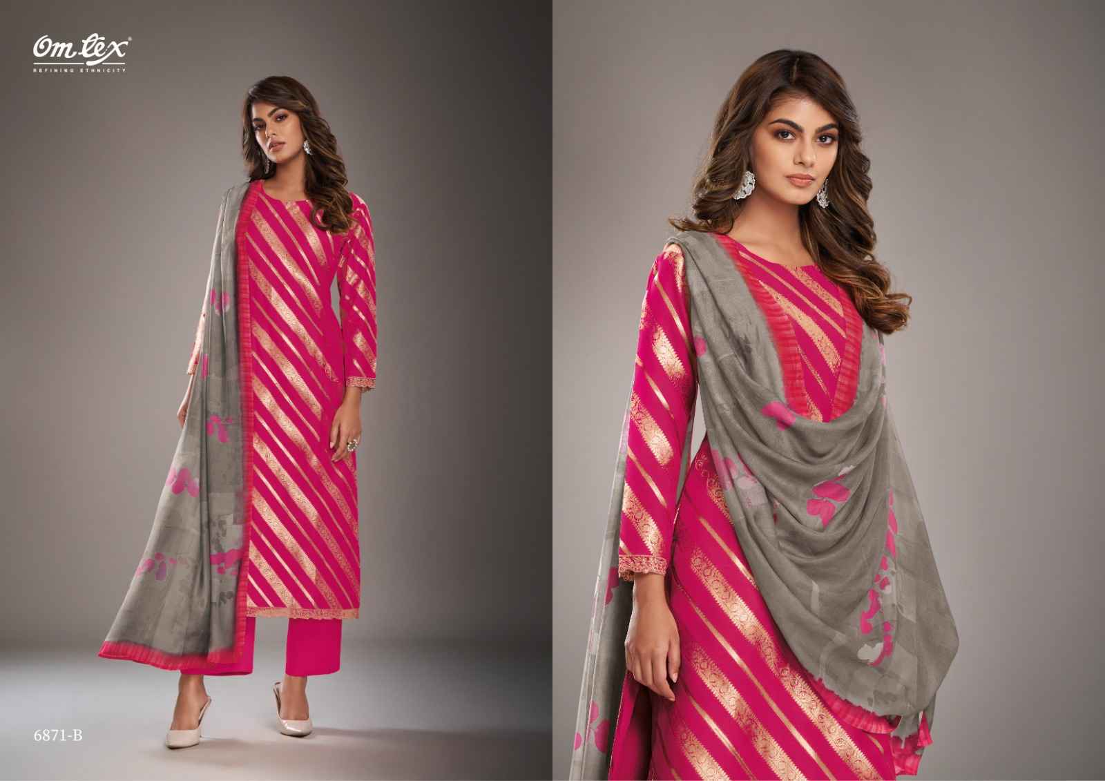 Omtex Nikisha Silk Jacquard Dress Material 3 pcs Catalogue