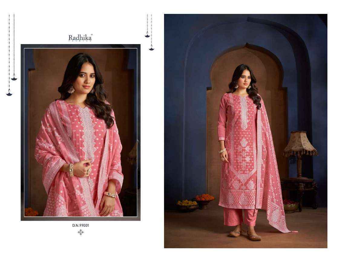 Radhika Fashion Azara Banarasi Adha Cotton Jacquard Dress Material 6 pcs Catalogue