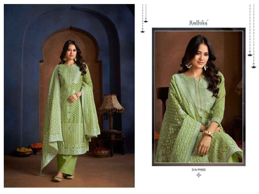 Radhika Fashion Azara Banarasi Adha Cotton Jacquard Dress Material 6 pcs Catalogue