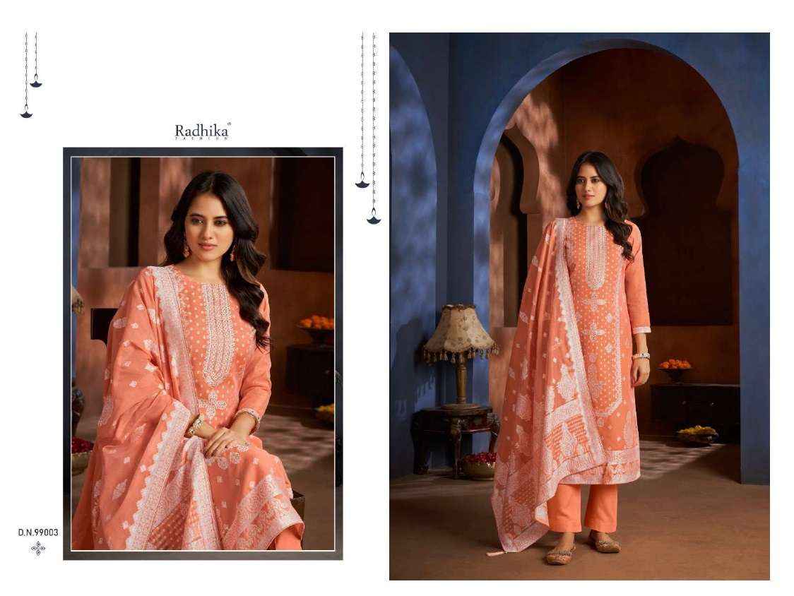 Radhika Fashion Azara Banarasi Adha Cotton Jacquard Dress Material 6 pcs Catalogue