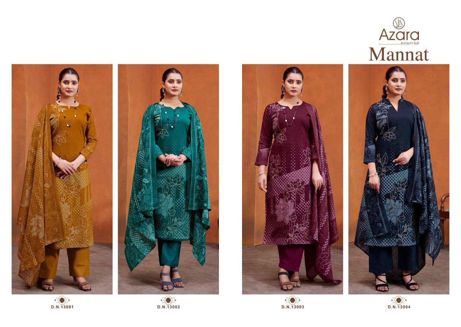 Radhika Fashion Azara Mannat Lawn Cotton Dress Material 4 pcs Catalogue
