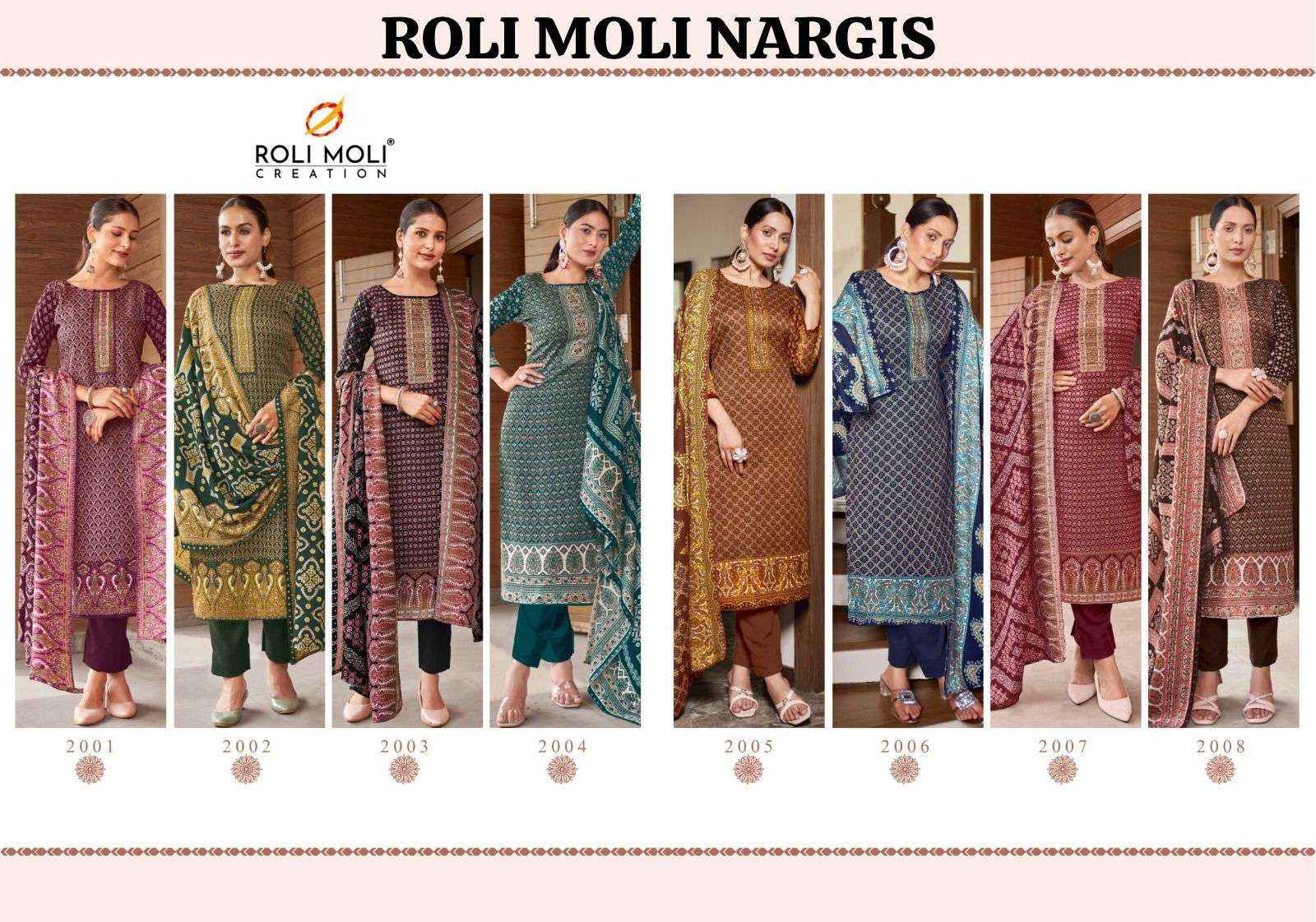 Roli Moli Creation Nargis Pashmina Dress Material 8 pcs Catalogue