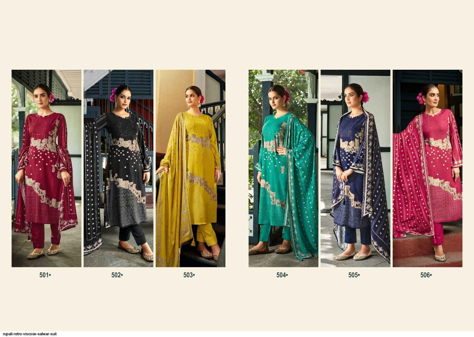 Rupali Fashion Retro Viscouse Pashmina Dress Material 6 pcs Catalogue