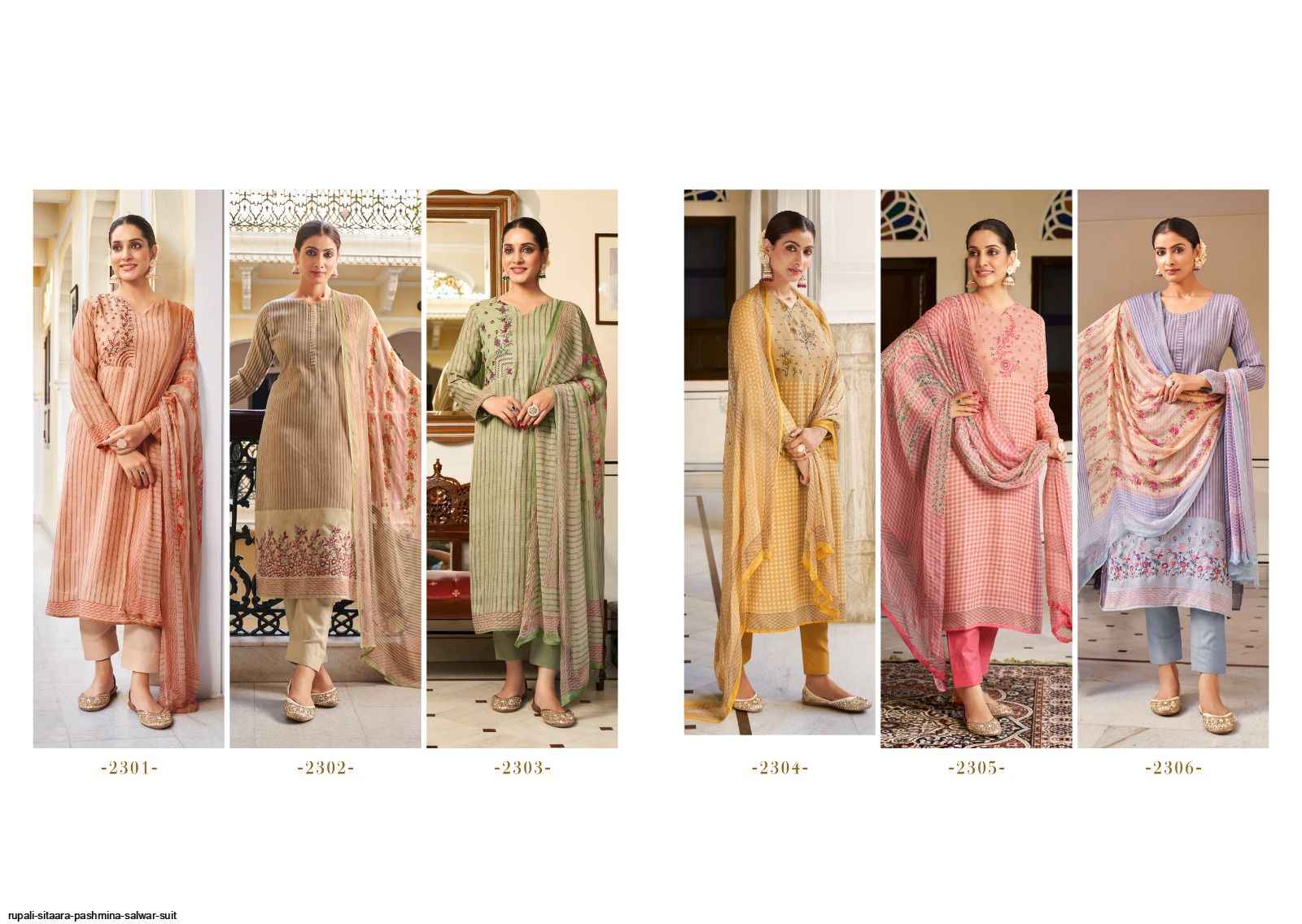 Rupali Fashion Sitaara Pashmina Dress Material 6 pcs Catalogue