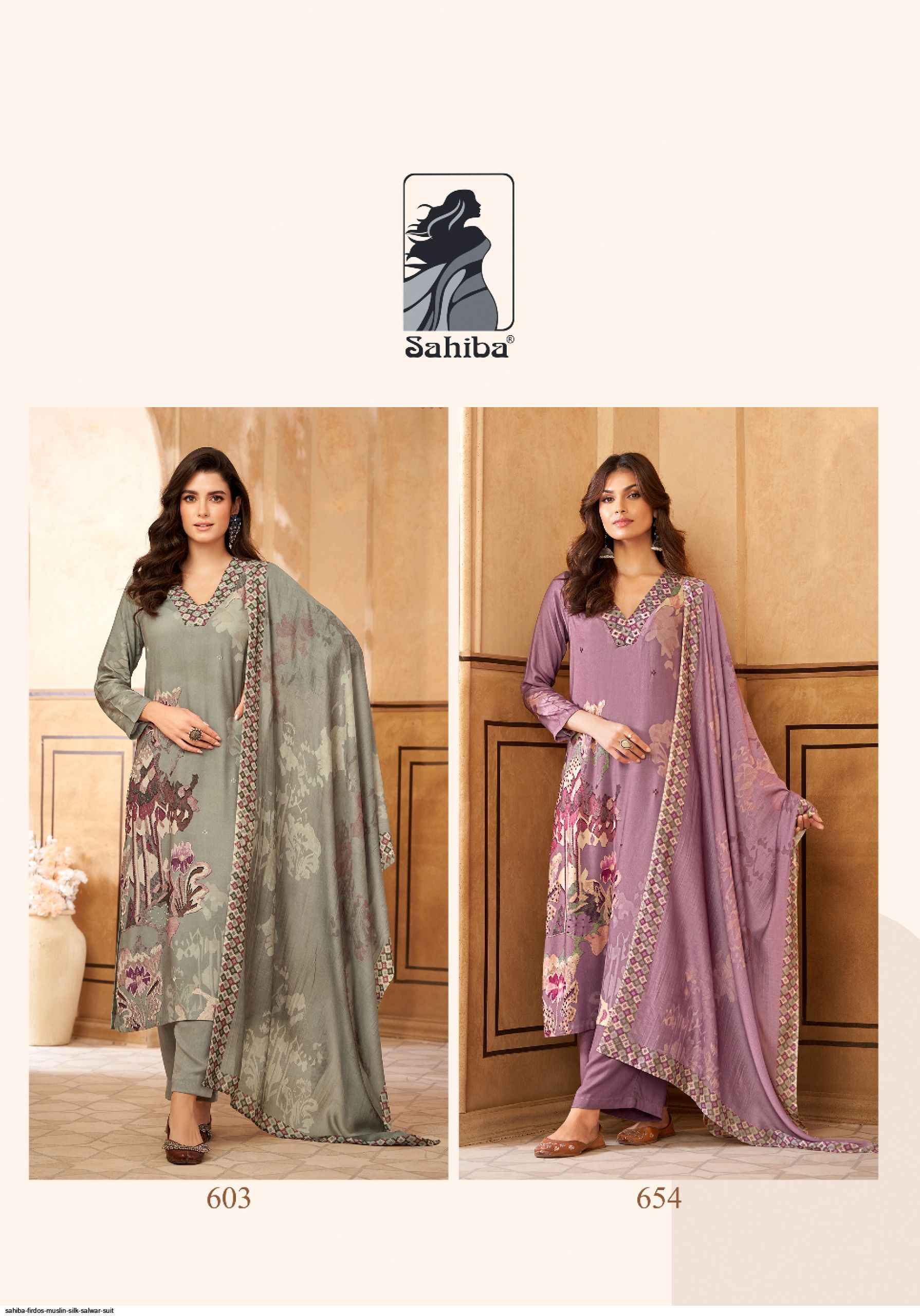 Sahiba Firdos Musline Silk Dress 4 pcs Catalogue