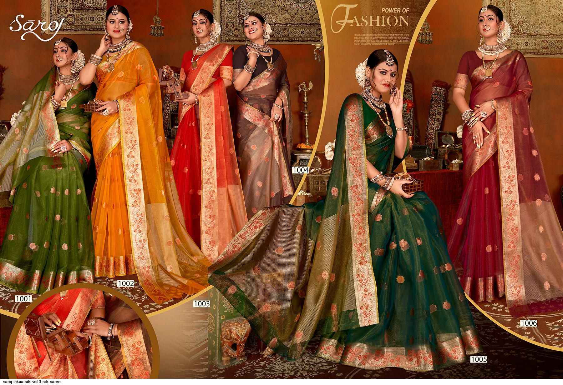 Saroj Irikaa Silk Vol 3 Silk Saree 6 pcs Catalogue