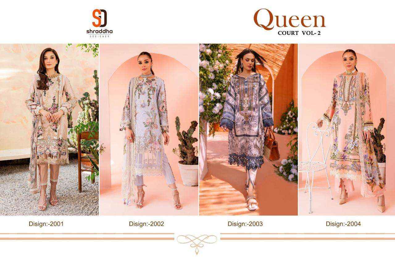 Shraddha Designer Queen Court Vol 2 Lawn Cotton Dress Material 4 pcs Catalogue
