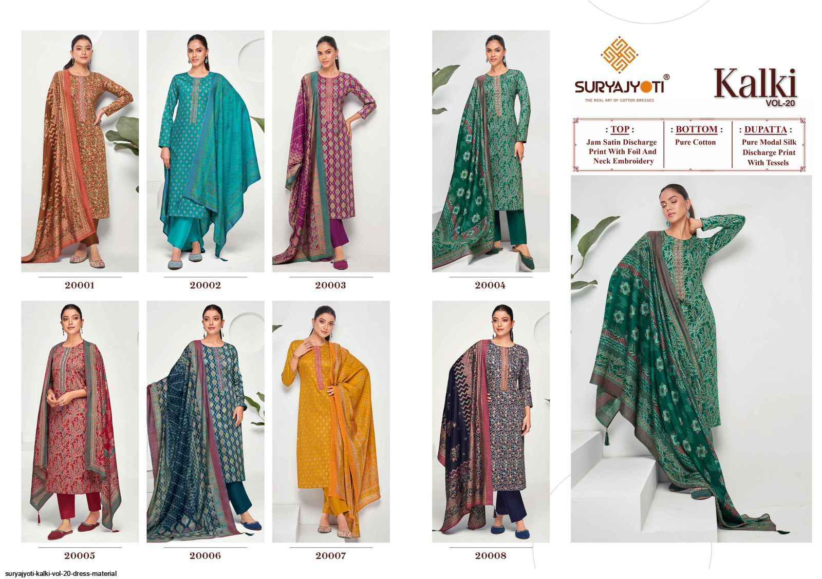 Suryajyoti Kalki Vol 20 Jam Satin Dress Material 8 Pc Catalouge