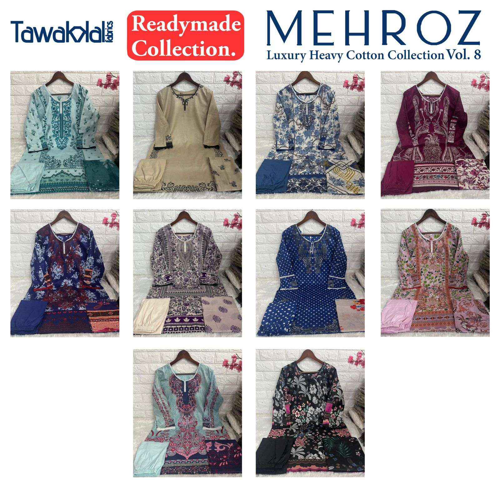 Tawakkal Mehroz Luxury Heavy Cotton Collection Vol 8 Readymade Cotton Dress 10 pcs Catalogue