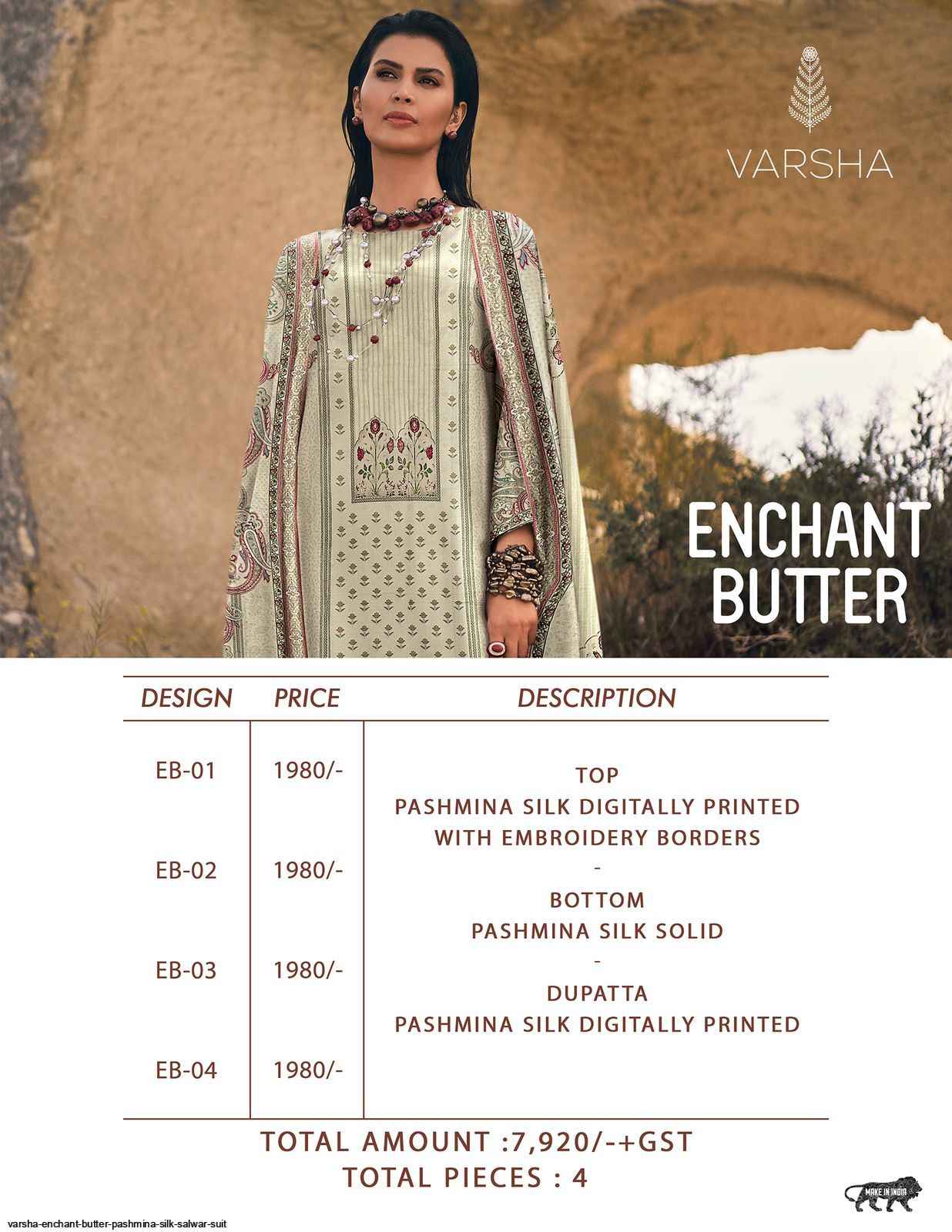 Varsha Enchant Butter Pashmina Silk Dress Material 4 pcs Catalogue