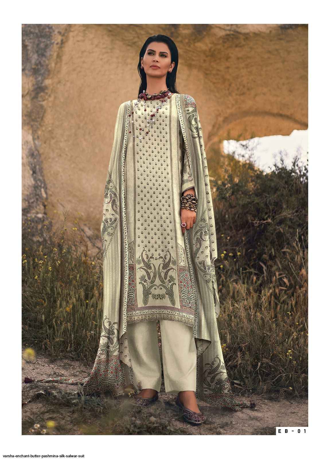 Varsha Enchant Butter Pashmina Silk Dress Material 4 pcs Catalogue