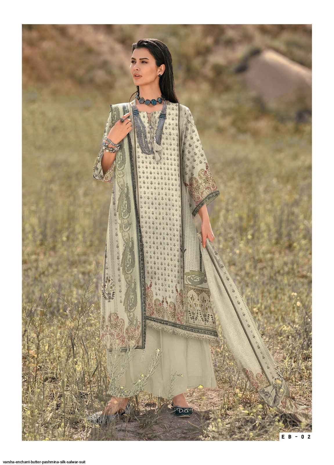 Varsha Enchant Butter Pashmina Silk Dress Material 4 pcs Catalogue