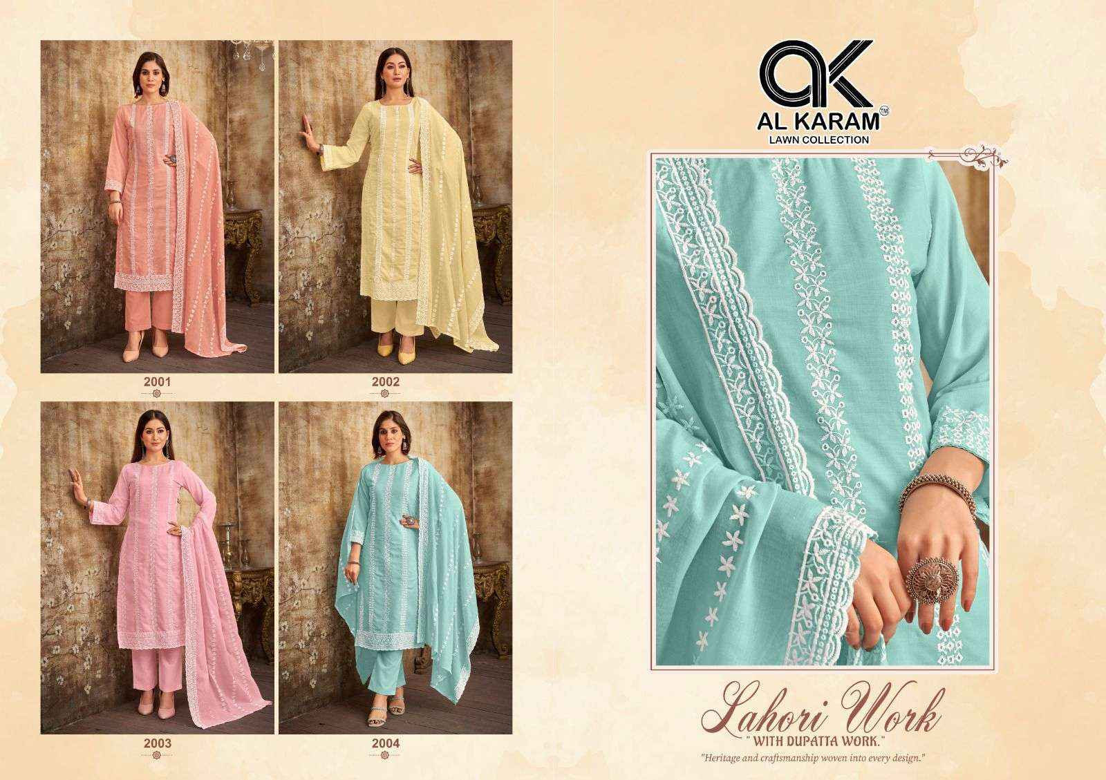 Al Karam Lahori Cotton Dress Material 4 pcs Catalogue
