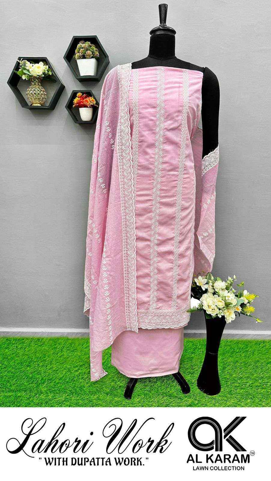 Al Karam Lahori Cotton Dress Material 4 pcs Catalogue