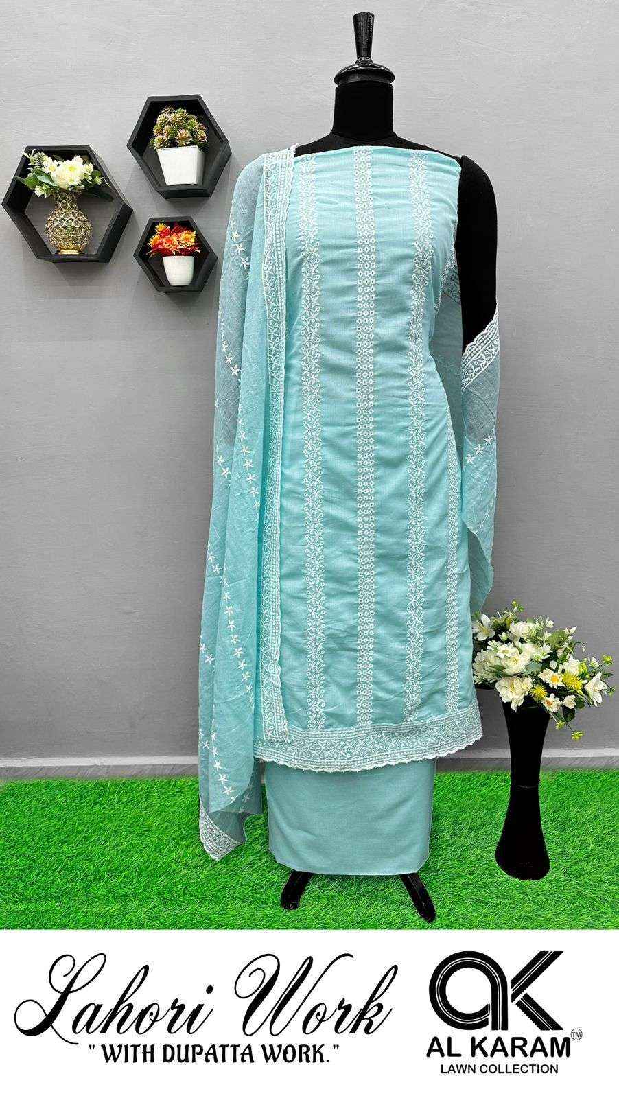 Al Karam Lahori Cotton Dress Material 4 pcs Catalogue