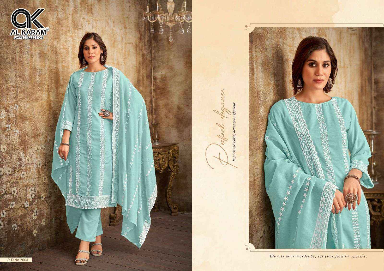 Al Karam Lahori Cotton Dress Material 4 pcs Catalogue