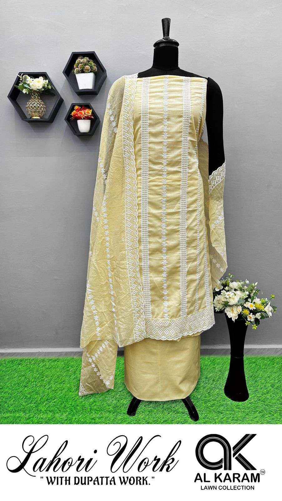 Al Karam Lahori Cotton Dress Material 4 pcs Catalogue