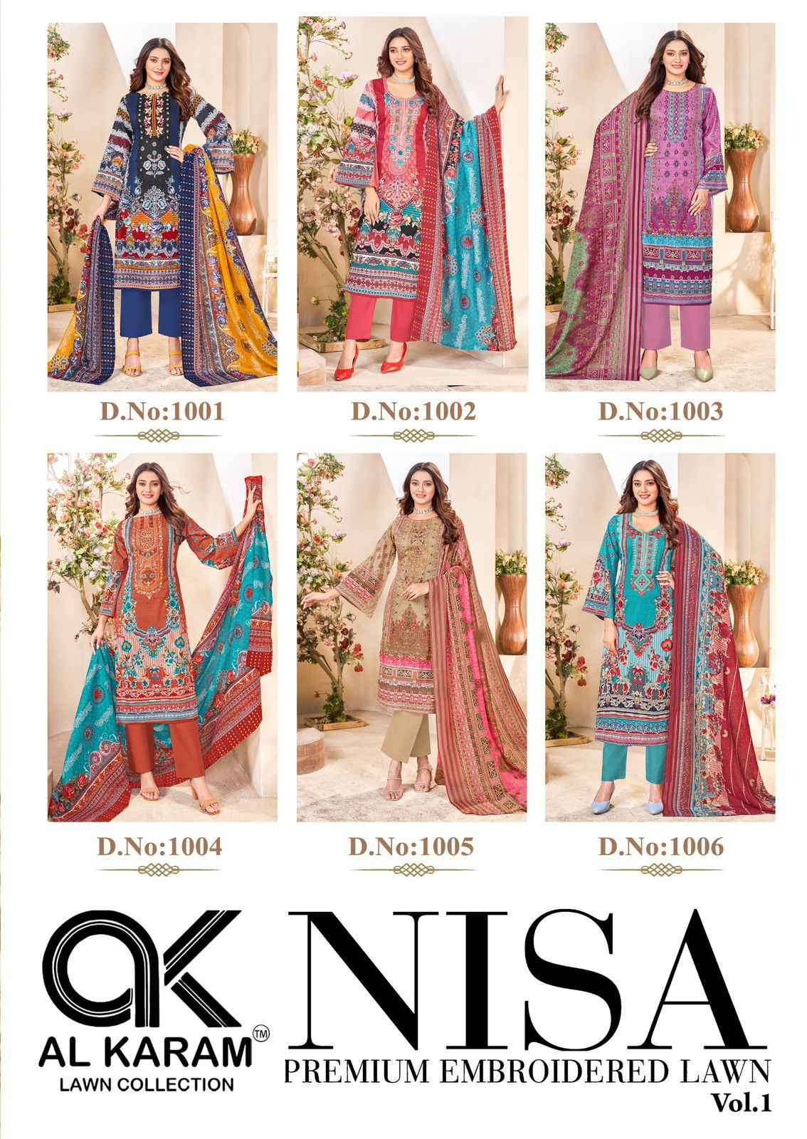 Al Karam Nisa Lawn Dress Material 6 pcs Catalogue