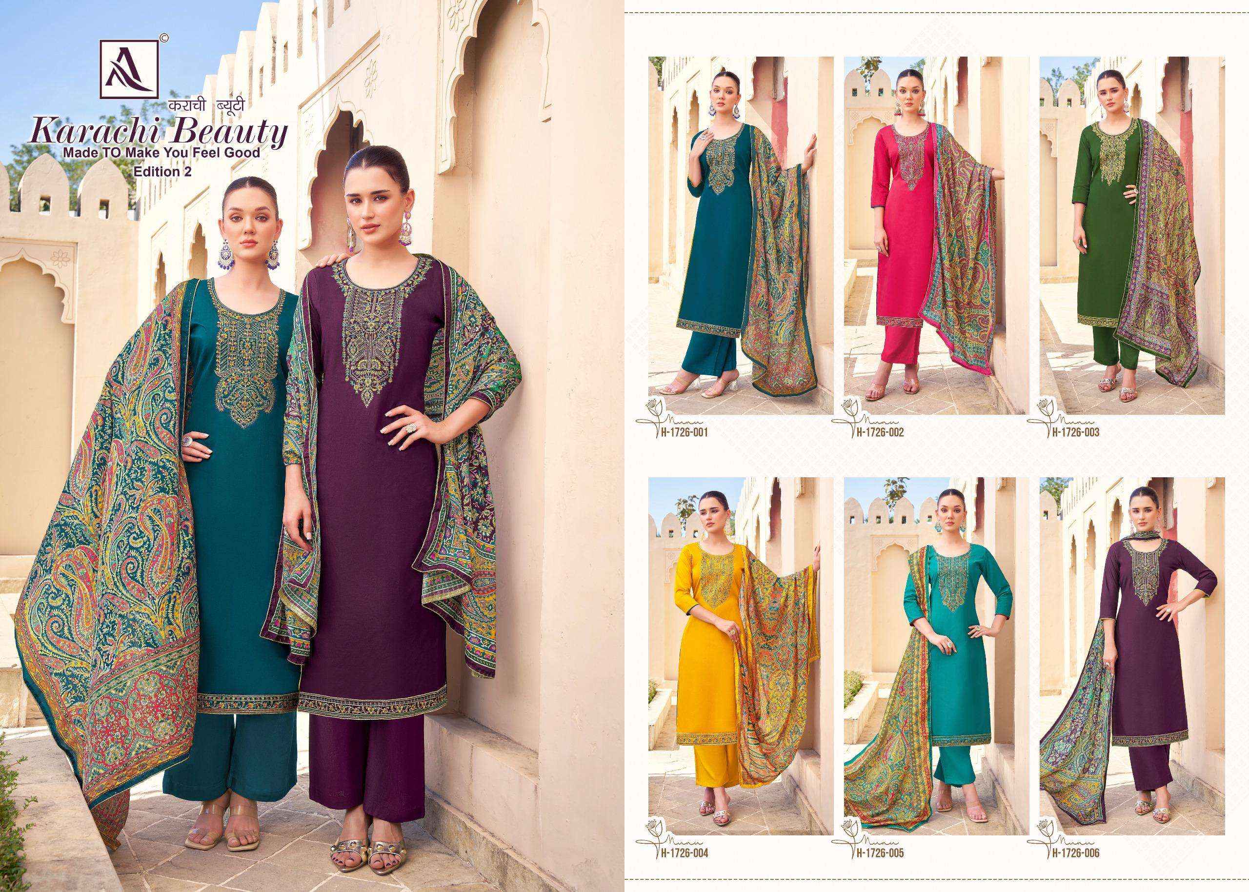 Alok Karachi Beauty Edition 2 Jam Cotton Dress Material 6 pcs Catalogue