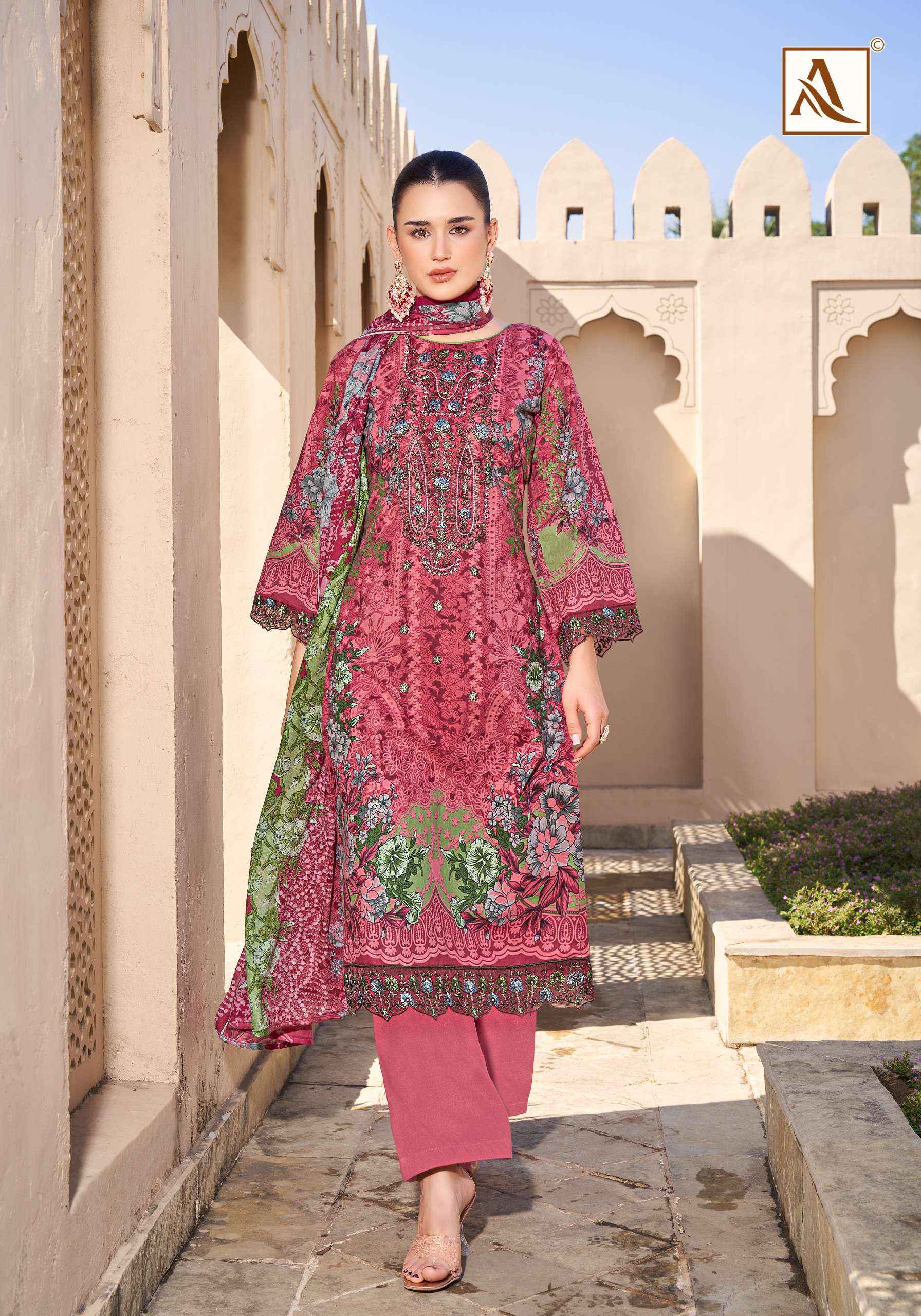 Alok Qurbat Edition 17 Cambric Cotton Dress Material 8 pcs Catalogue