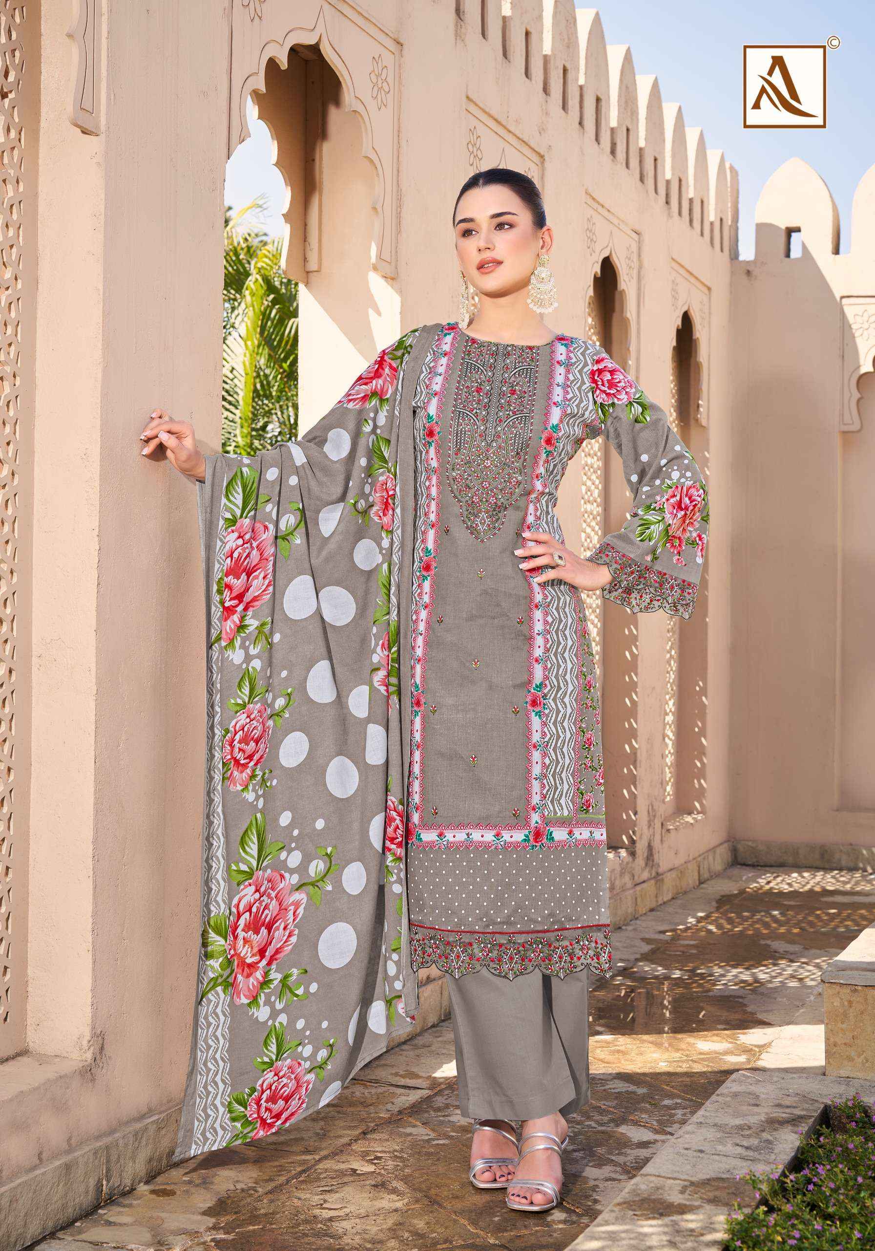Alok Qurbat Edition 17 Cambric Cotton Dress Material 8 pcs Catalogue