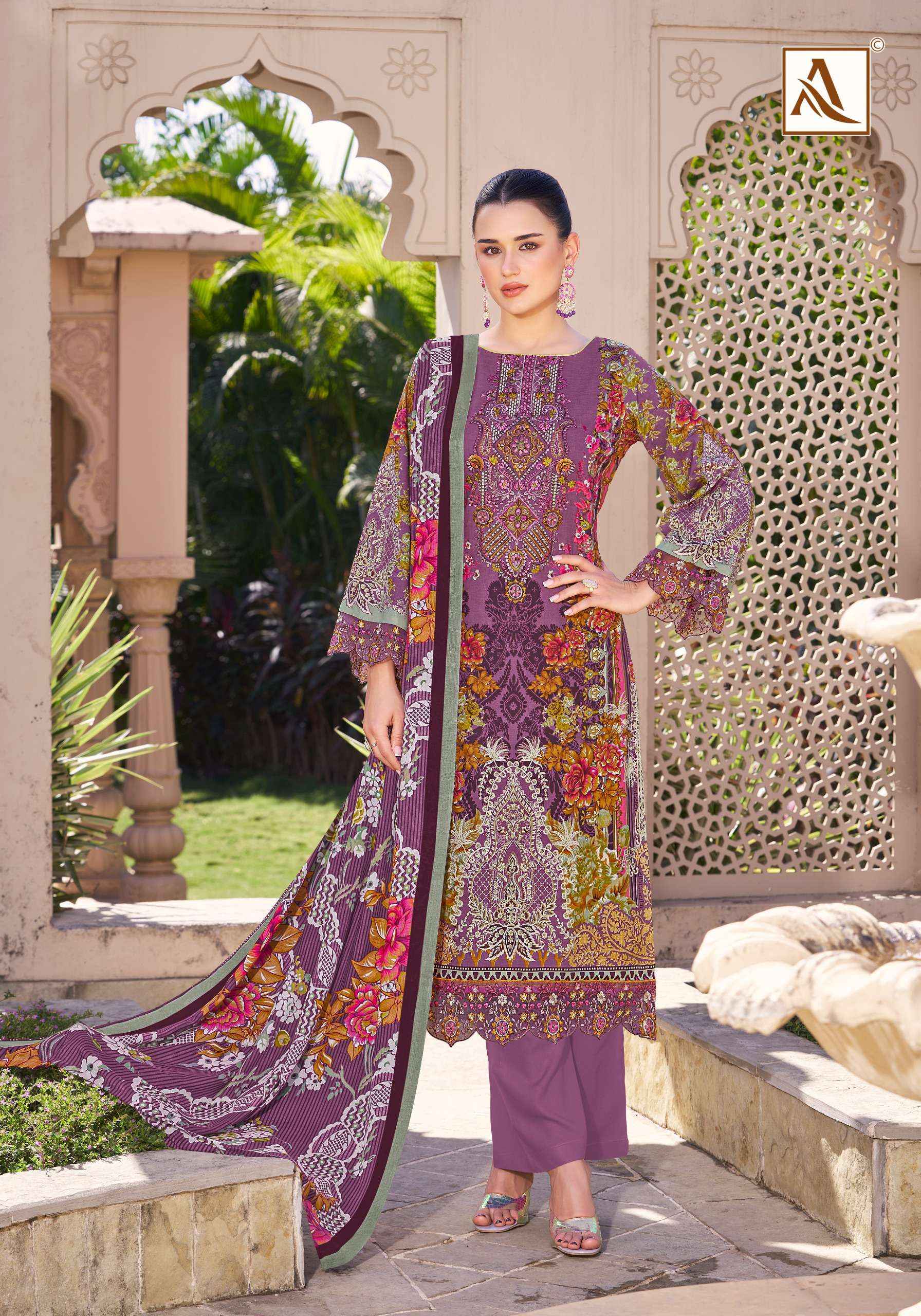 Alok Qurbat Edition 17 Cambric Cotton Dress Material 8 pcs Catalogue