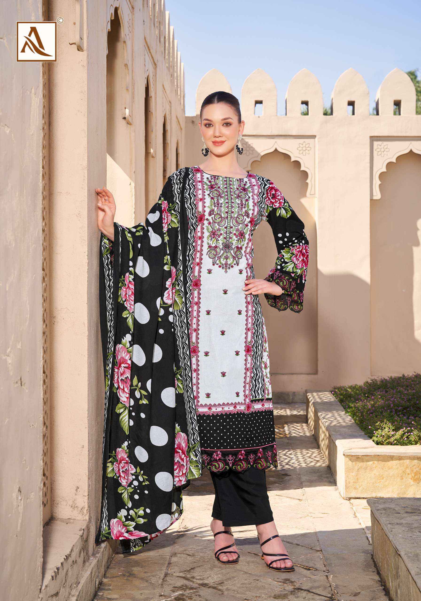 Alok Qurbat Edition 17 Cambric Cotton Dress Material 8 pcs Catalogue