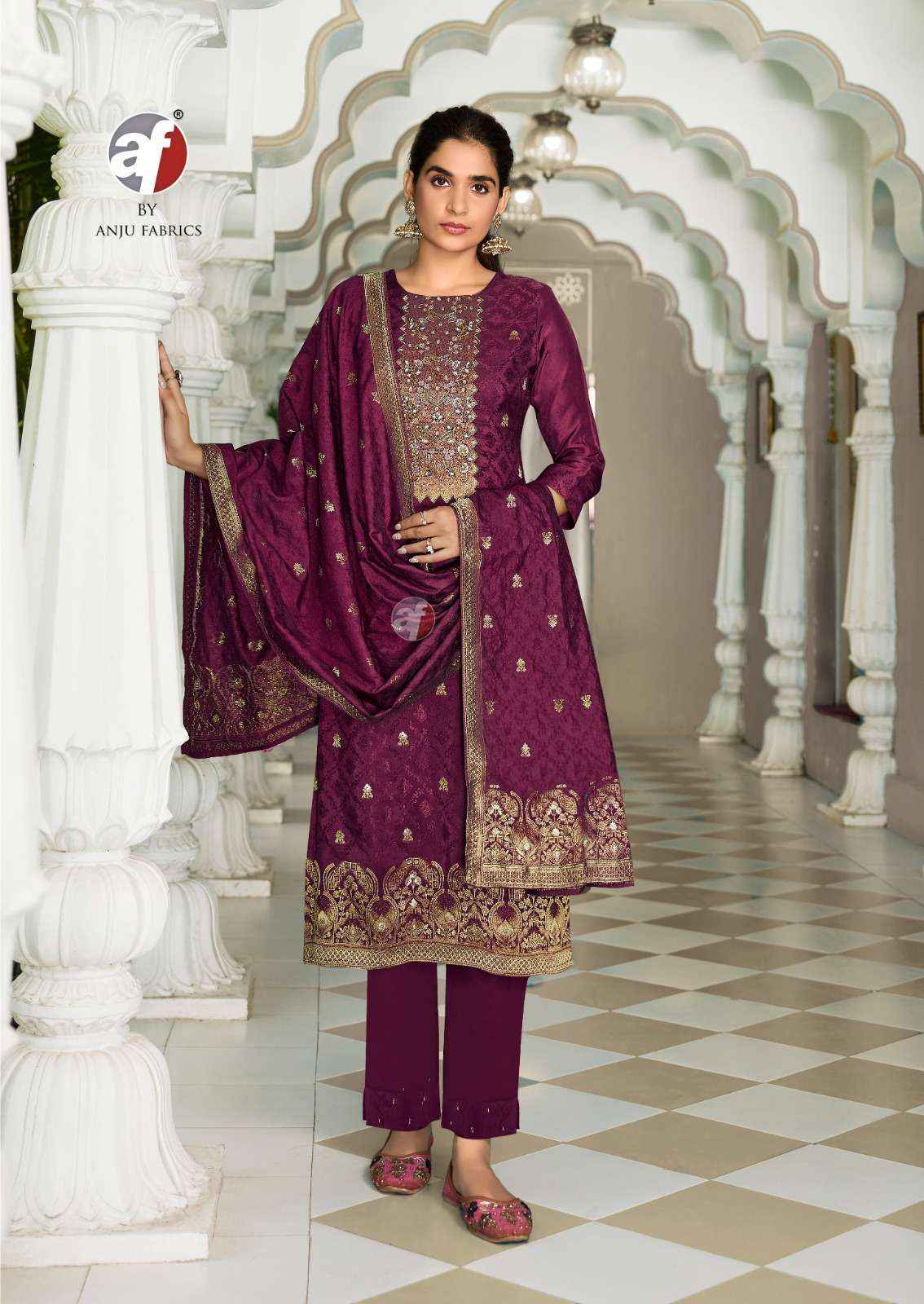 Anju Fabrics Silk Affair Vol 5 Readymade Dola Jacquard Dress 4 pcs Catalogu