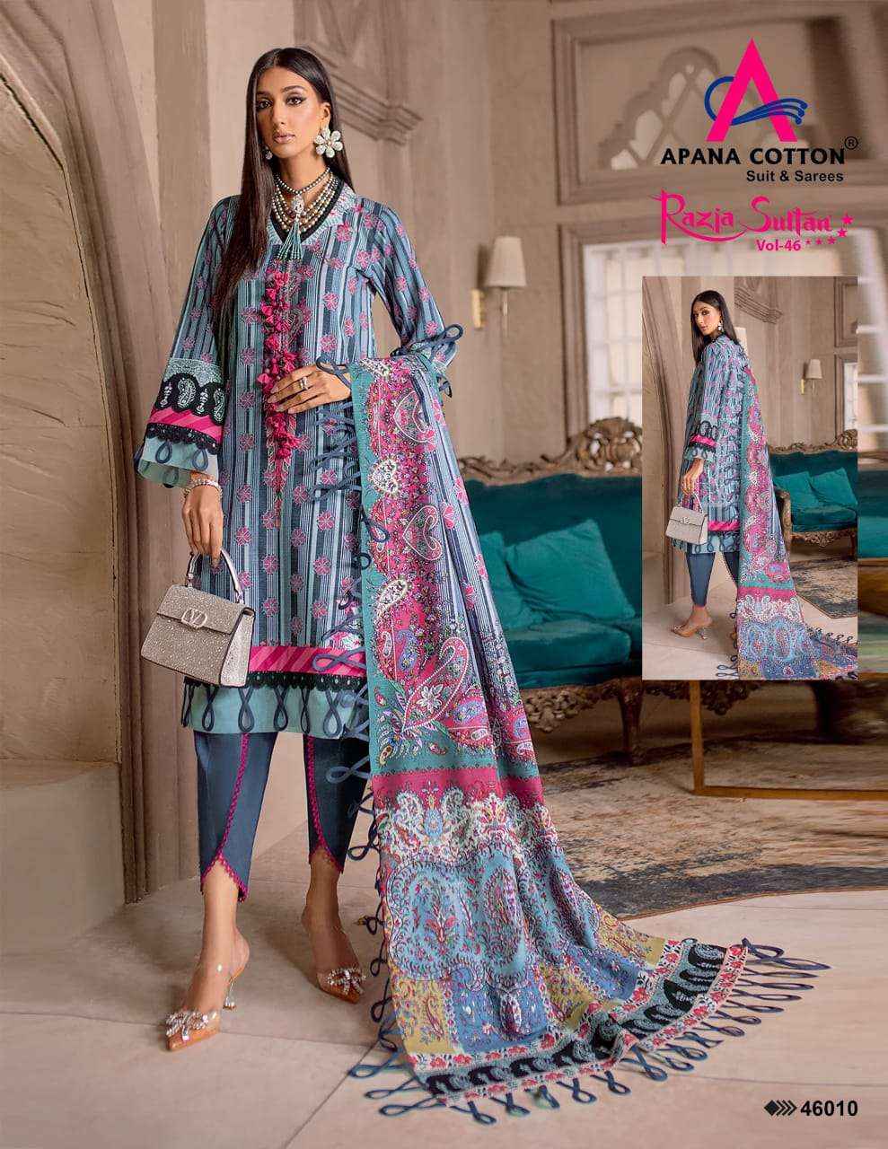 Apana Cotton Razia Sultan Vol 46 Cotton Dress Material 10 pcs Catalogue