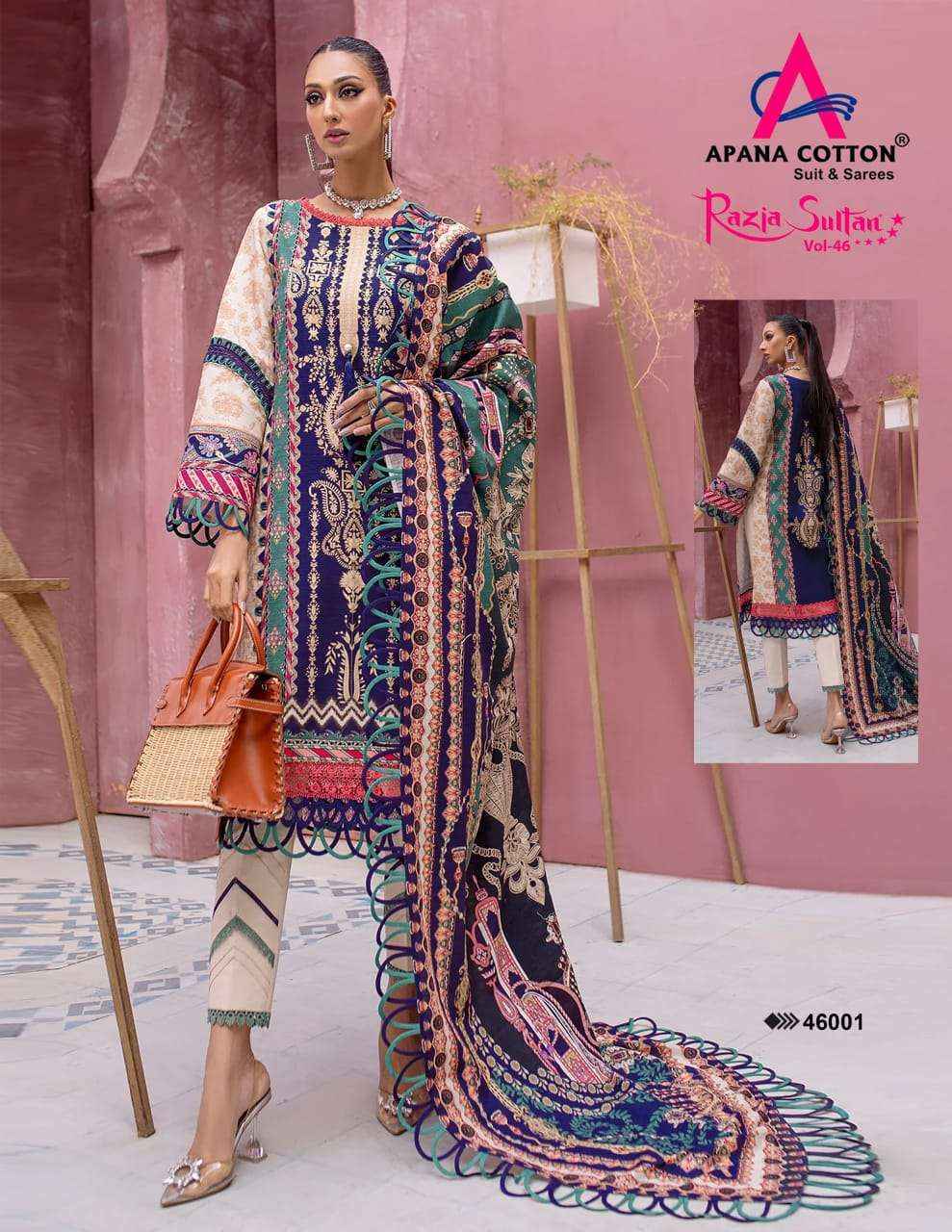 Apana Cotton Razia Sultan Vol 46 Cotton Dress Material 10 pcs Catalogue