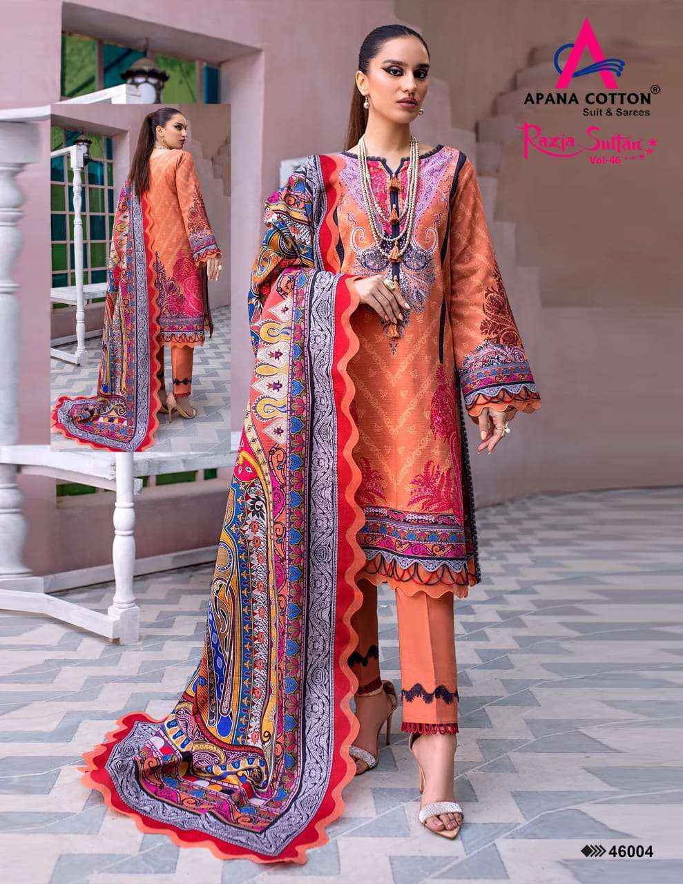 Apana Cotton Razia Sultan Vol 46 Cotton Dress Material 10 pcs Catalogue