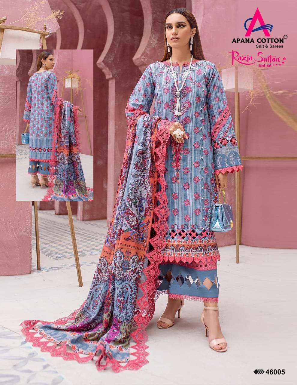 Apana Cotton Razia Sultan Vol 46 Cotton Dress Material 10 pcs Catalogue