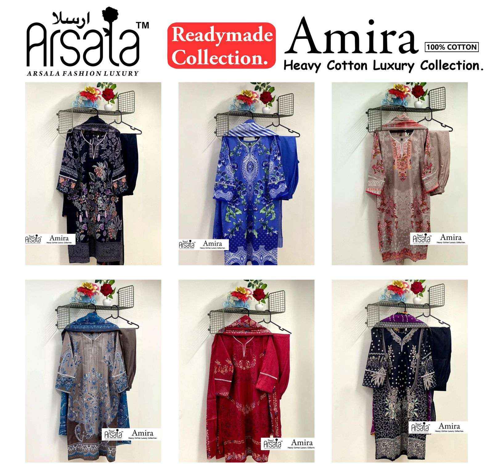 Arsala Fashion Amira Readymade Collection Readymade Cotton Dress 6 pcs Catalogue