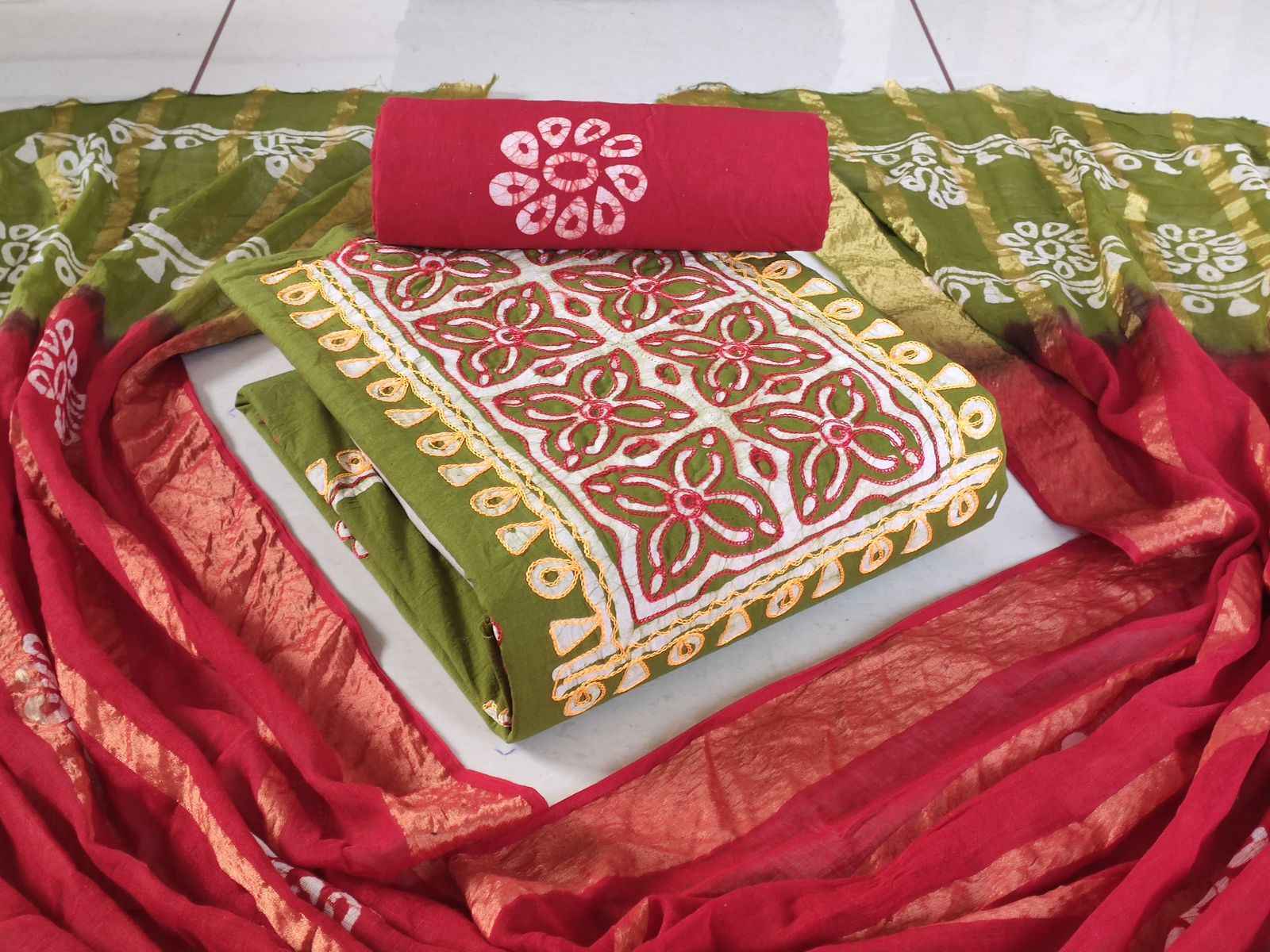 Batik 101 Cotton With Neck Wax Batik Non Catalog Dress Material 10 pcs Catalogue