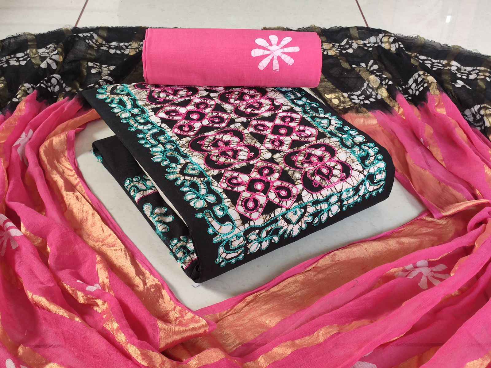 Batik 101 Cotton With Neck Wax Batik Non Catalog Dress Material 10 pcs Catalogue
