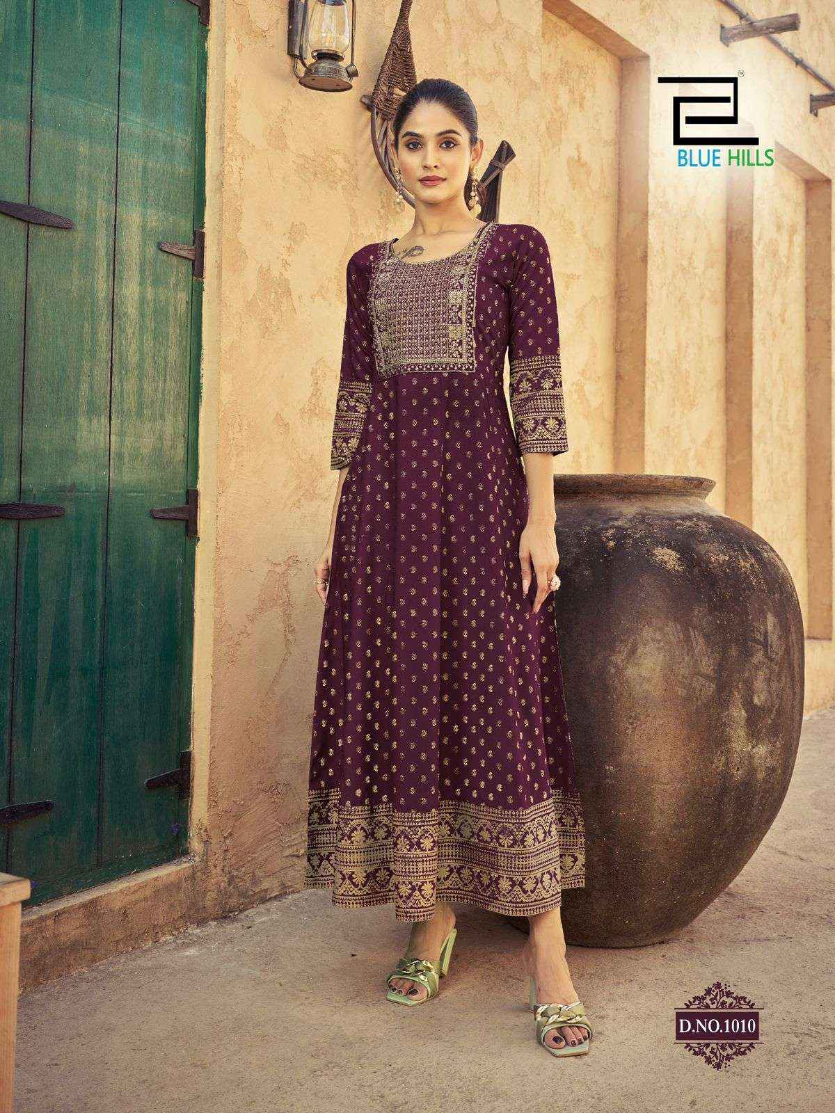 Blue Hills Urvashi Anarkali Rayon Gown 6 pcs Catalogue