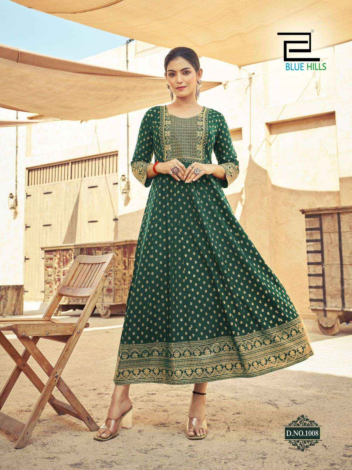 Blue Hills Urvashi Anarkali Rayon Gown 6 pcs Catalogue