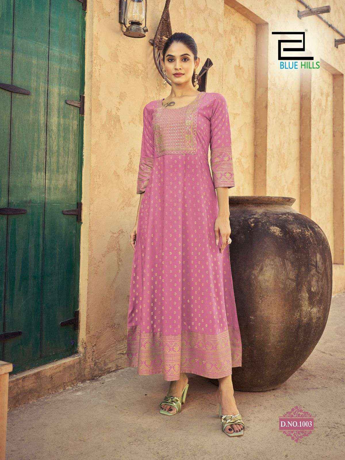 Blue Hills Urvashi Anarkali Rayon Gown 6 pcs Catalogue