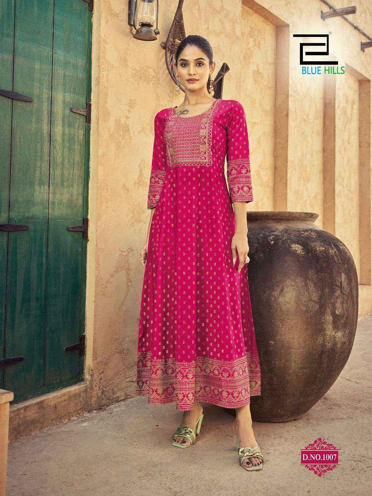 Blue Hills Urvashi Anarkali Rayon Gown 6 pcs Catalogue