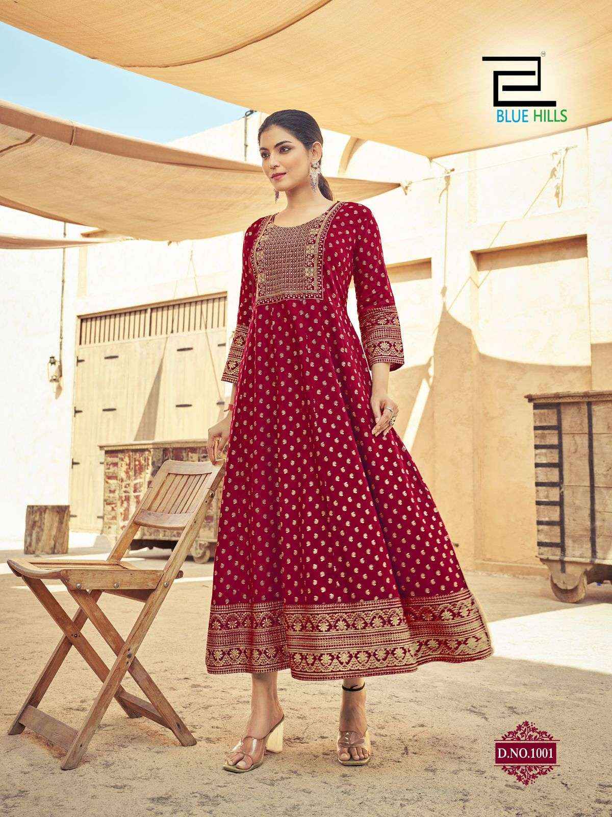 Blue Hills Urvashi Anarkali Rayon Gown 6 pcs Catalogue